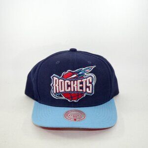 Mitchell & Ness Houston Rockets Snapback Adjustable Hat OG 90's Logo Blue